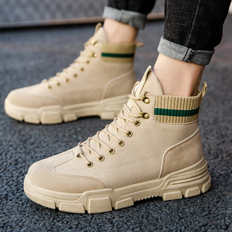 Мужские ботинки на шнуровке легкие Нескользящие износостойкие ботильоны