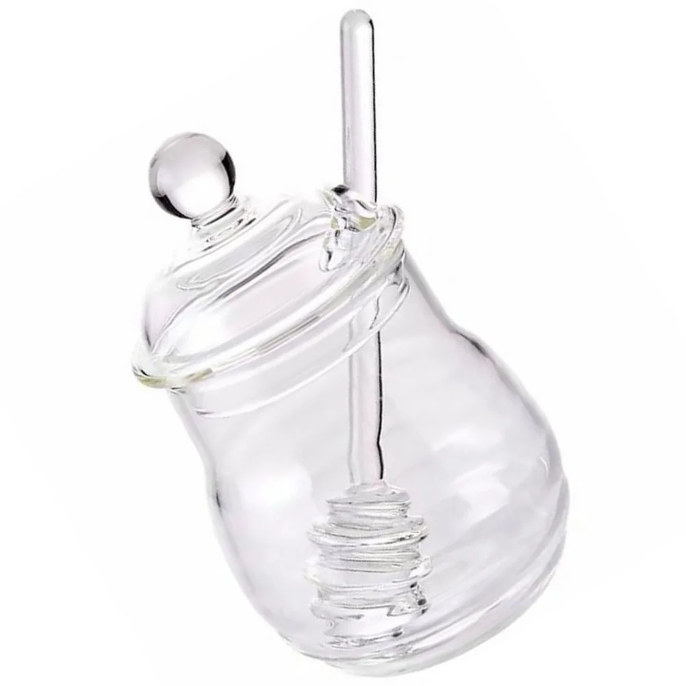 

1 Set Honey Jar with Dipper Nice Fine Chic Safe Kitchen Container Honey Dispenser with Lid