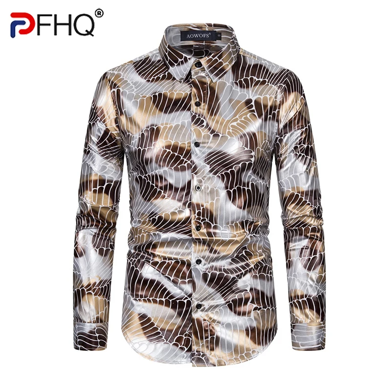 

PFHQ 2023 Spring Trendy Men's Printed Vintage Long Sleeve Shirts Buttoned Casual Social Thin Tops Clothes Free Shipping Elegant