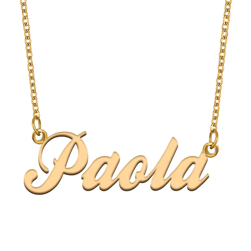

Paola Name Necklace for Women Stainless Steel Jewelry Gold Plated Nameplate Chain Pendant Femme Mothers Girlfriend Gift