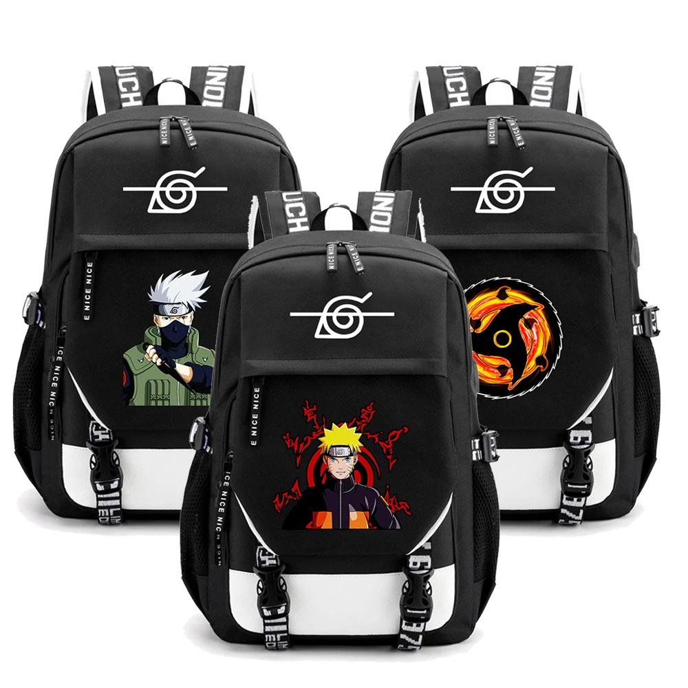 

Школьный ранец Naruto для мальчиков и девочек, Холщовый дорожный портфель для подростков с нашивками для ноутбука, подарок для мальчиков и девочек