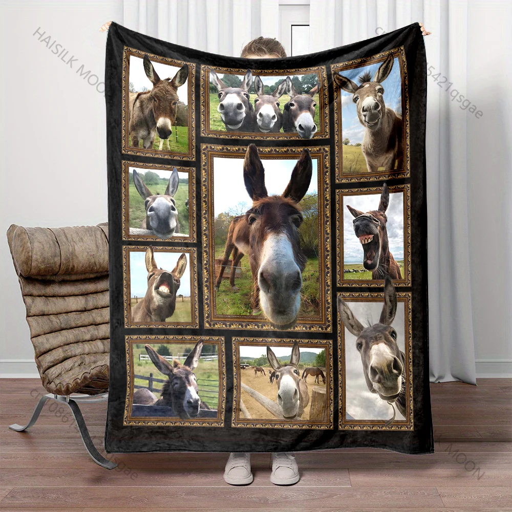 

MINISO Фланелевое одеяло с принтом осла