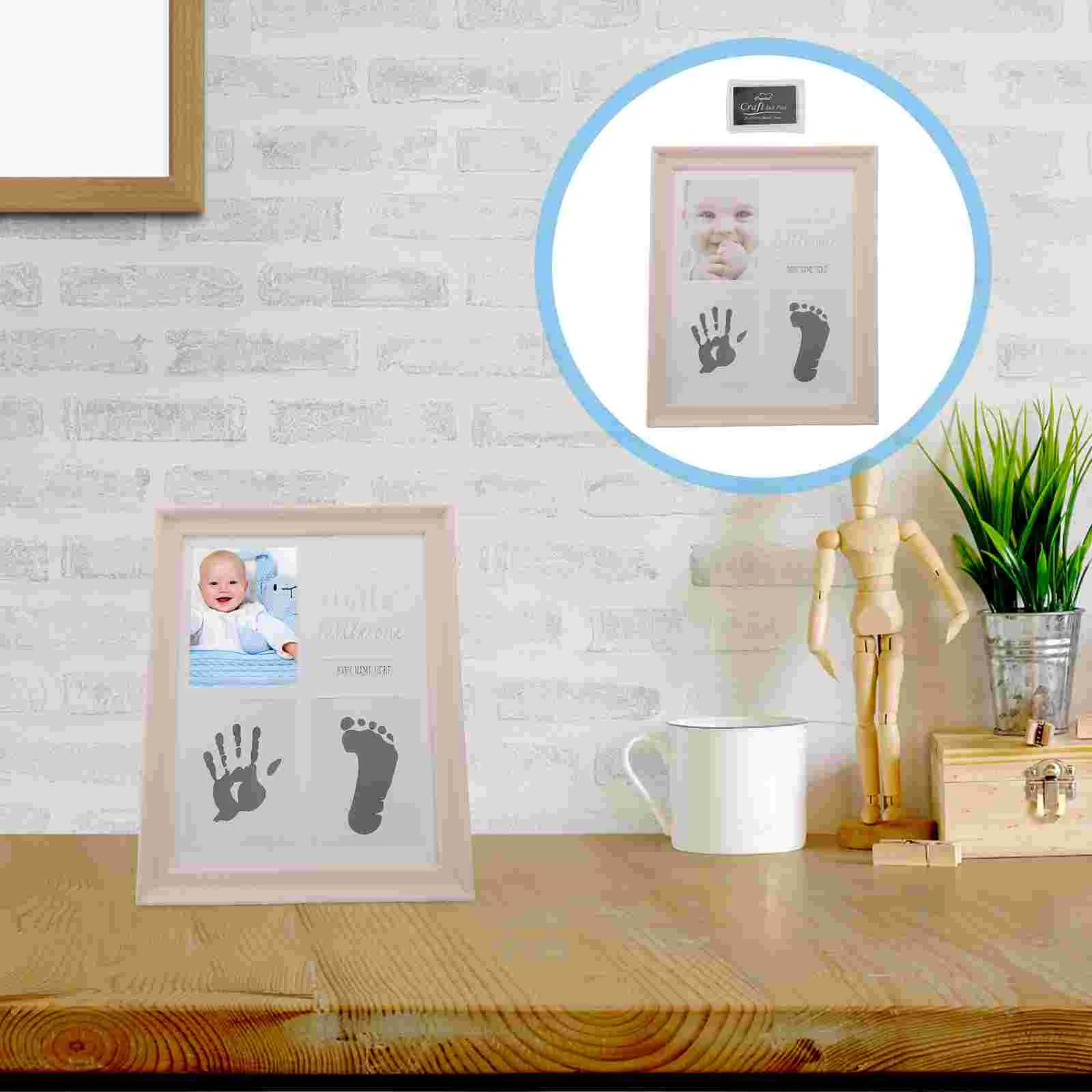 

Hand Foot Inkpad Photo Frame Infant Handprint Keepsake Footprint Picture Baby Kit