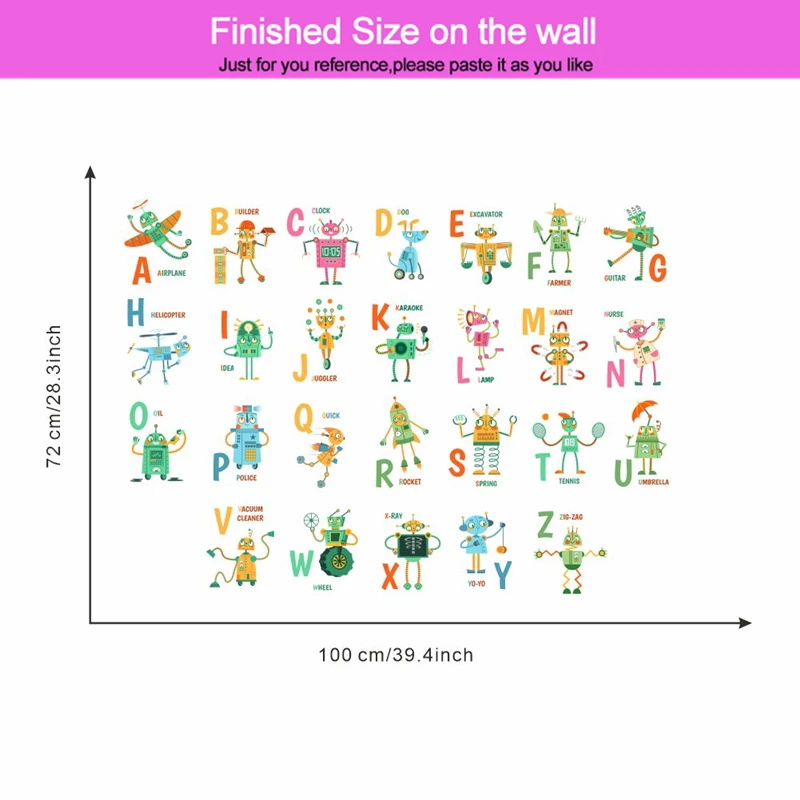 Наклейки на стену с забавными роботами и надписями для детской спальни