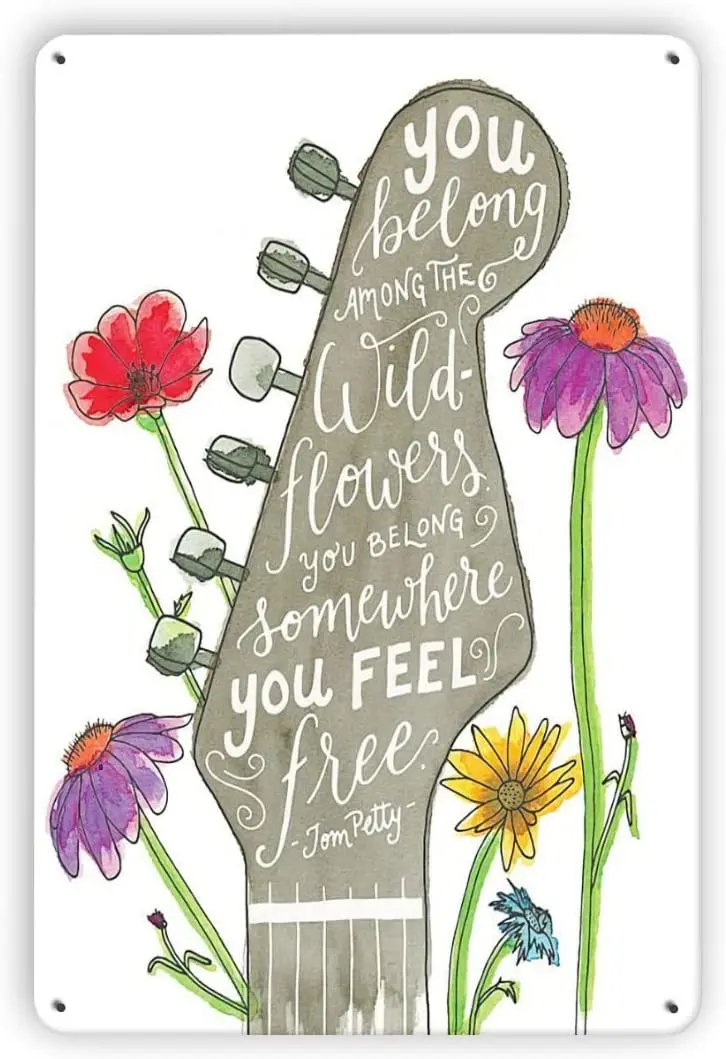 

Metal Tin Signs Tom Petty Guitar Wildflowers Rock Song Poster Framed Metal Sign For Home Coffee Wall Decor Metal Tin Sign Vintag