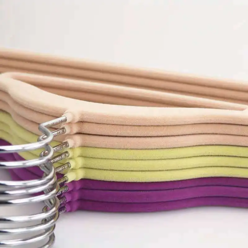 Серебряный крючок противоскользящая флокированная вешалка бархатная для одежды