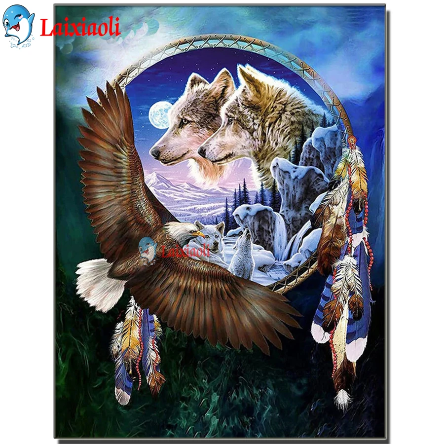 

5D алмазная живопись, бриллиантовый Набор для вышивки крестиком, алмазная вышивка, животное, орлиное перо, мозаика, настенная головоломка, ис...