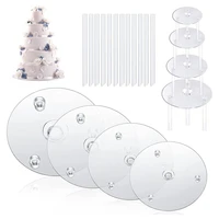 1 set transparent stacking cake supports food grade reusable 4 cake separator plates 12 cake support rods for 46810 inch cake