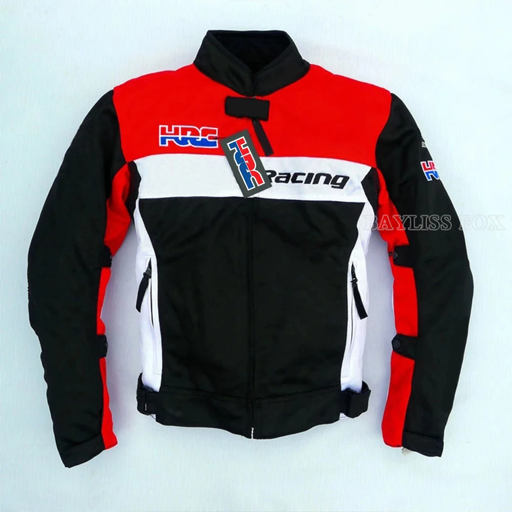

For Honda HRC Moto Jacket Racing Team Motorcycle Riding Summer Mesh Protective Off-Road Coat With Protection Red Black