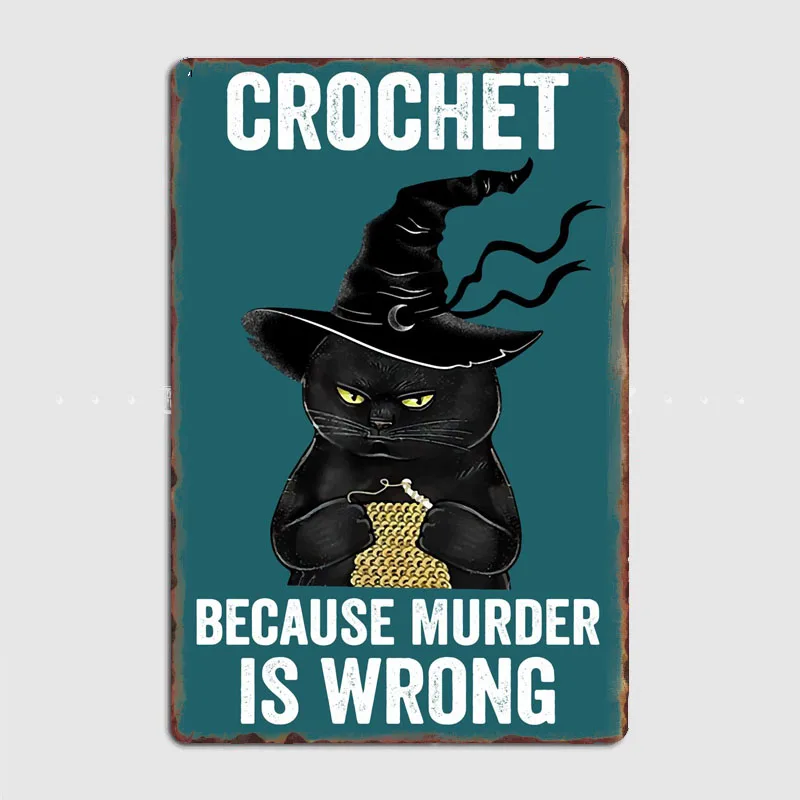 Металлическая Табличка На Тему Черного Кота Винтажный Настенный Декор Мотив