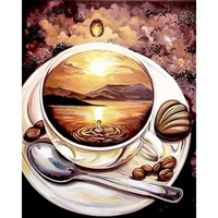gatyztory oil painting by numbers for adults coffee scenery picture by number 60x75cm framed on canvas home decor diy gift