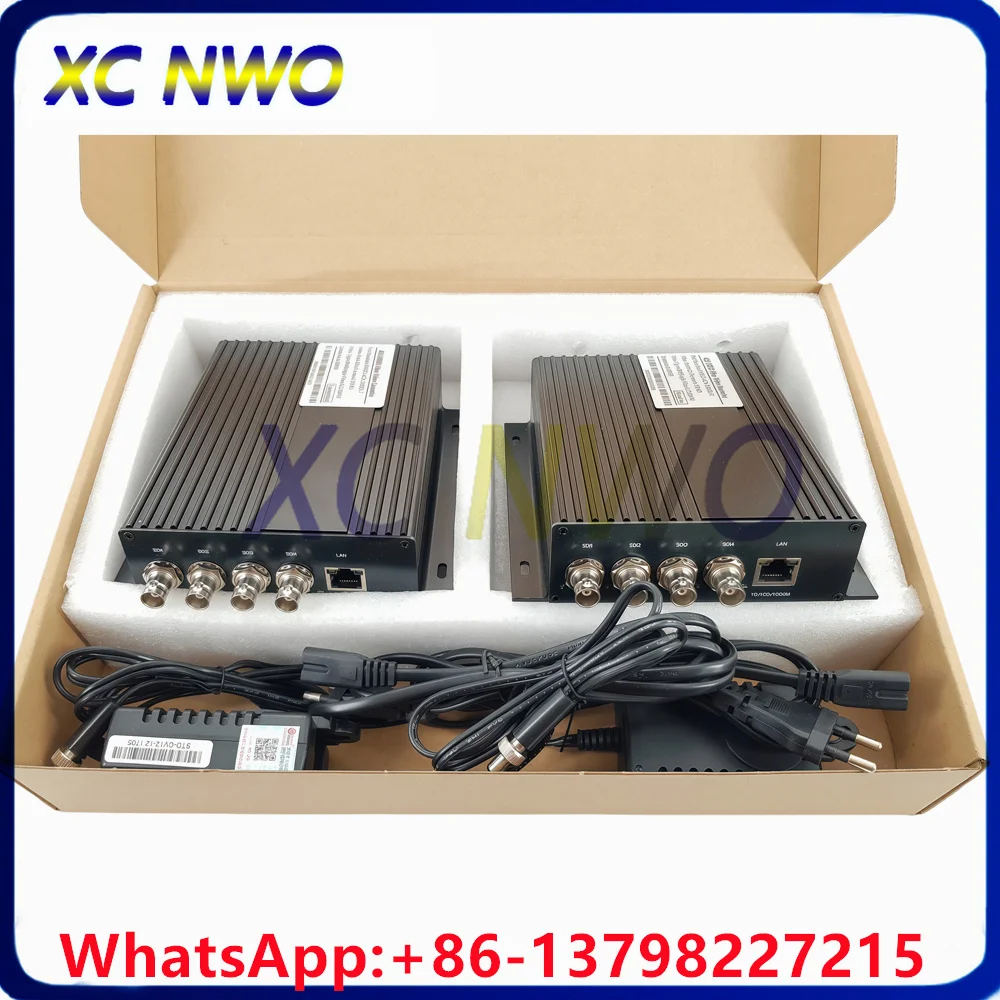 Фото 4-канальный передатчик 3G SDI SM, симплексный, 3G BIDI LC 20 км, коннектор, европейское зарядное устройство, настольный оптический трансивер. №3