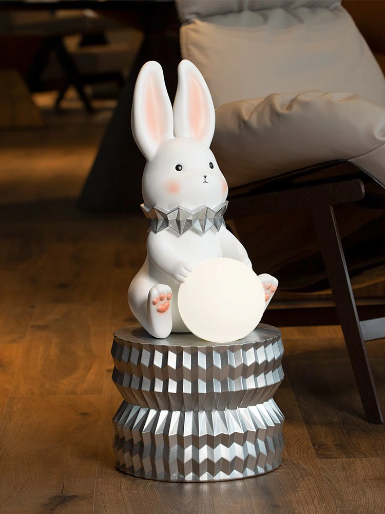 Современное искусство простое украшение для дома статуя кролика из смолы ночная