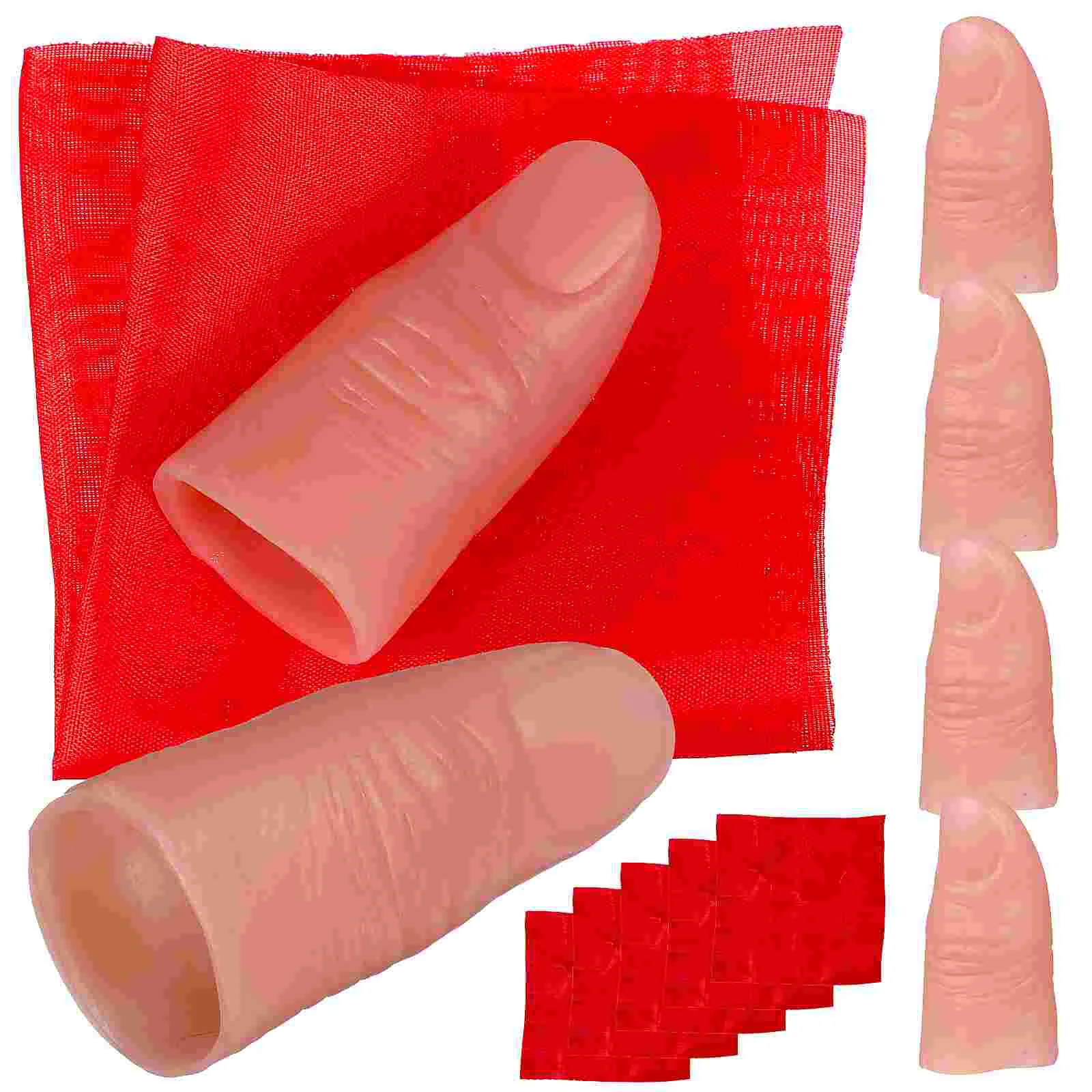 

6 Sets Fake Thumb Magician Silk Scarves Trick Props Interesting Supple Finger Cover Cots False Conjure Tools