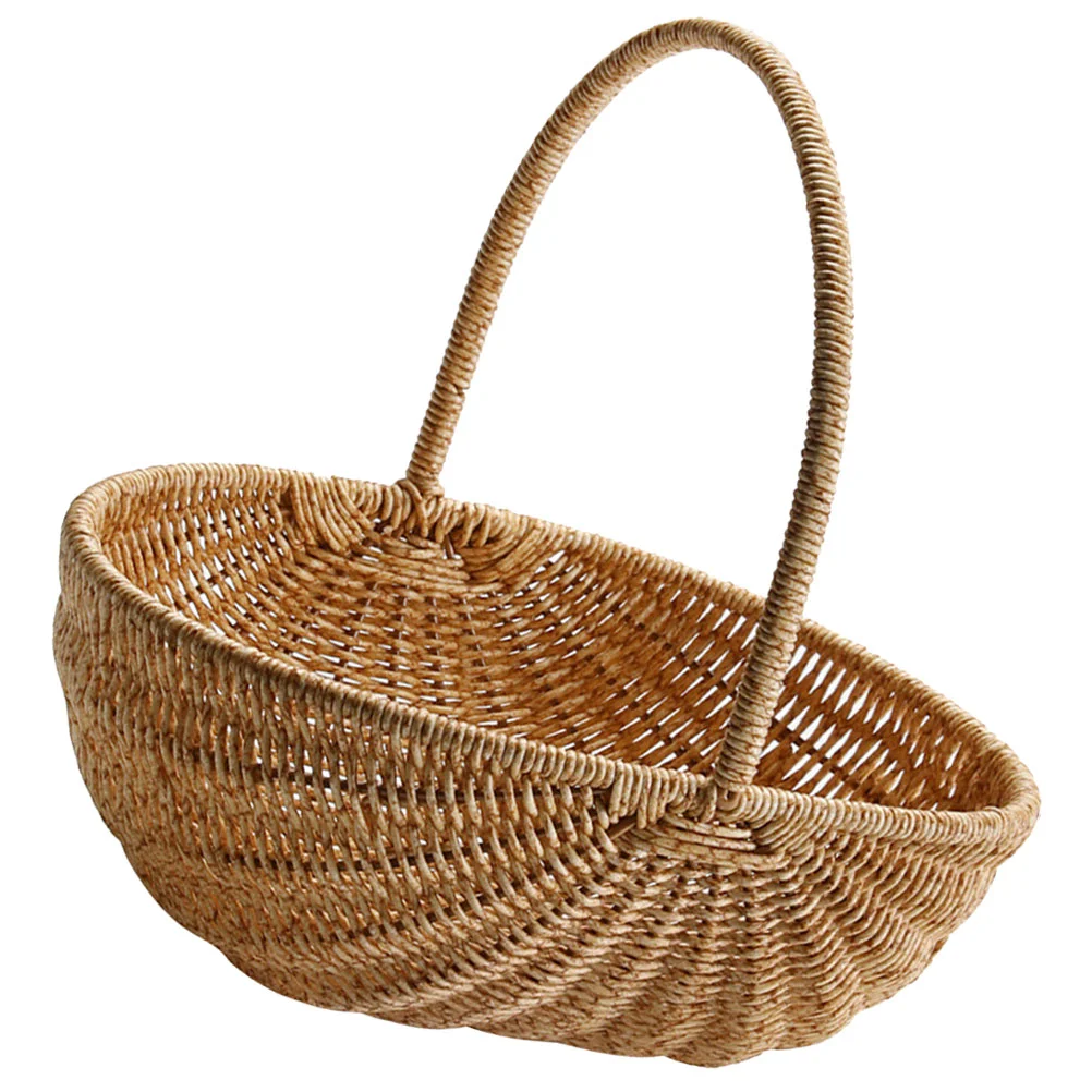 

Vegetable Shop Basket Woven Hand-made Fruit Baskets Snacks Serving Desktop Organizer
