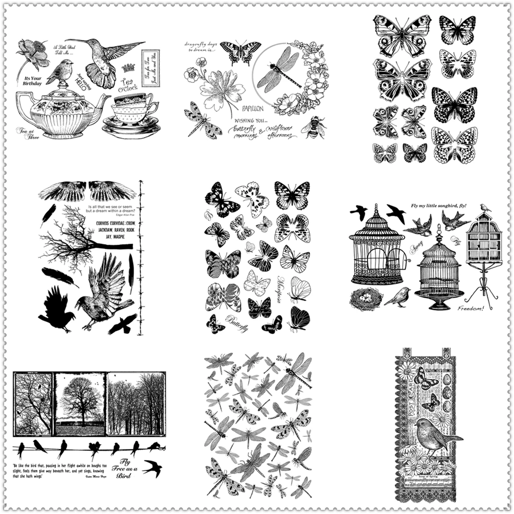 

Butterfly Dragonfly Bird 2022 New Clear Stamps For Scrapbooking Paper Making Account Craft Set Card Transparent Seal