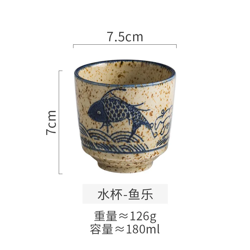 180 мл японские ретро керамические чайные чашки, маленькие ручная роспись, ресторанные винные чашки, бытовые кружки для воды, кухонная посуда для напитков, кофейная чашка