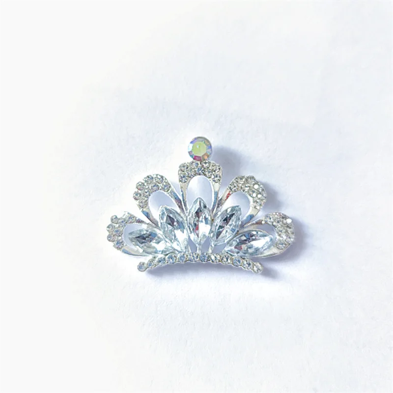 5Pcs Rhinestone Acrylic Crown Diy Buttons Bling Alloy Tiara for Headbands Wedding Party Bride Headdress Hair Embellishment