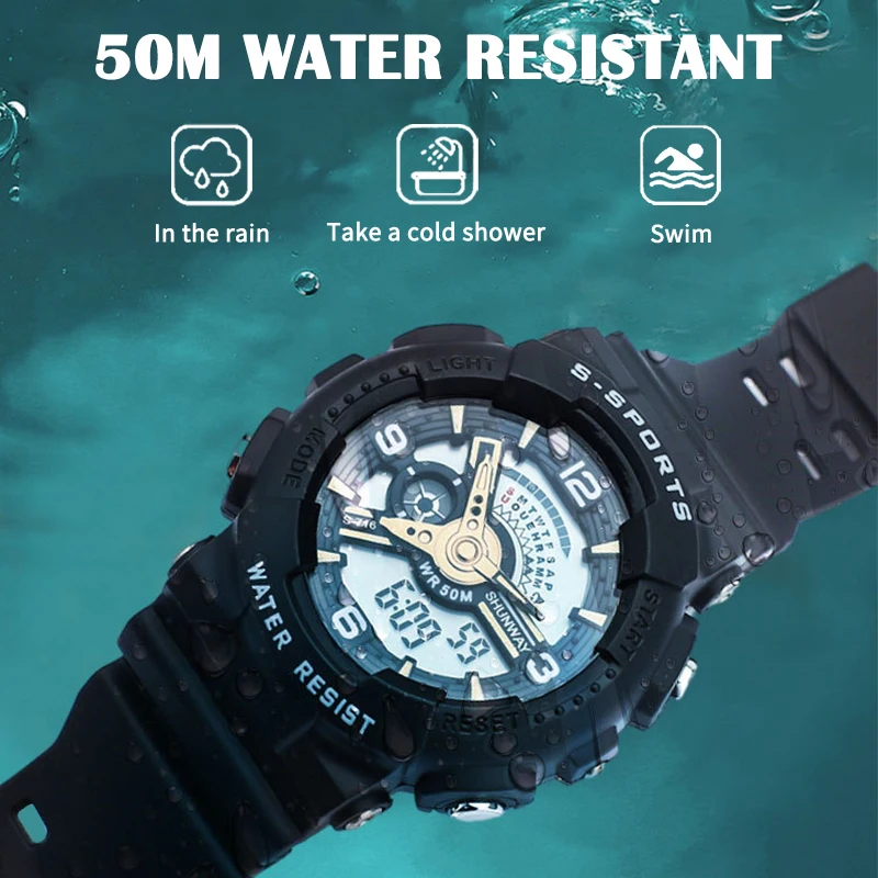 Новинка 2021 Многофункциональные цифровые часы мужские спортивные светящиеся