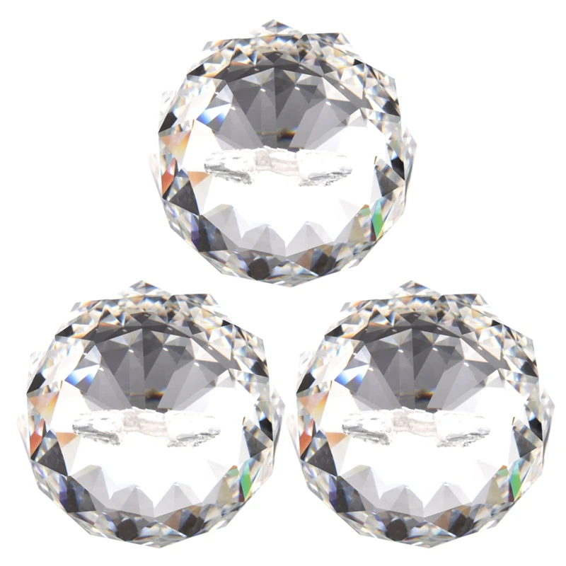 

3X 40MM Feng Shui Faceted Decorating Crystal Pendant Ball(Clear)