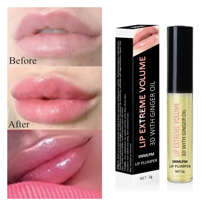 Long Lasting Instant Volumising Lips Plumper Oil Reduce Lip Fine Line Sexy Lip Augmenation Moisturizing Enhancement Lip Gloss 