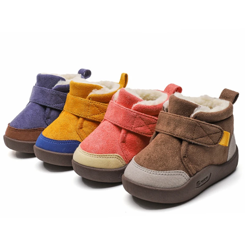 Baby Shoes Boys Girls Winter Warm Plush Toddler Snow Boots 0-5 Years Kids Fashion Color Matching Sneakers Anti-Slip Infant Shoes