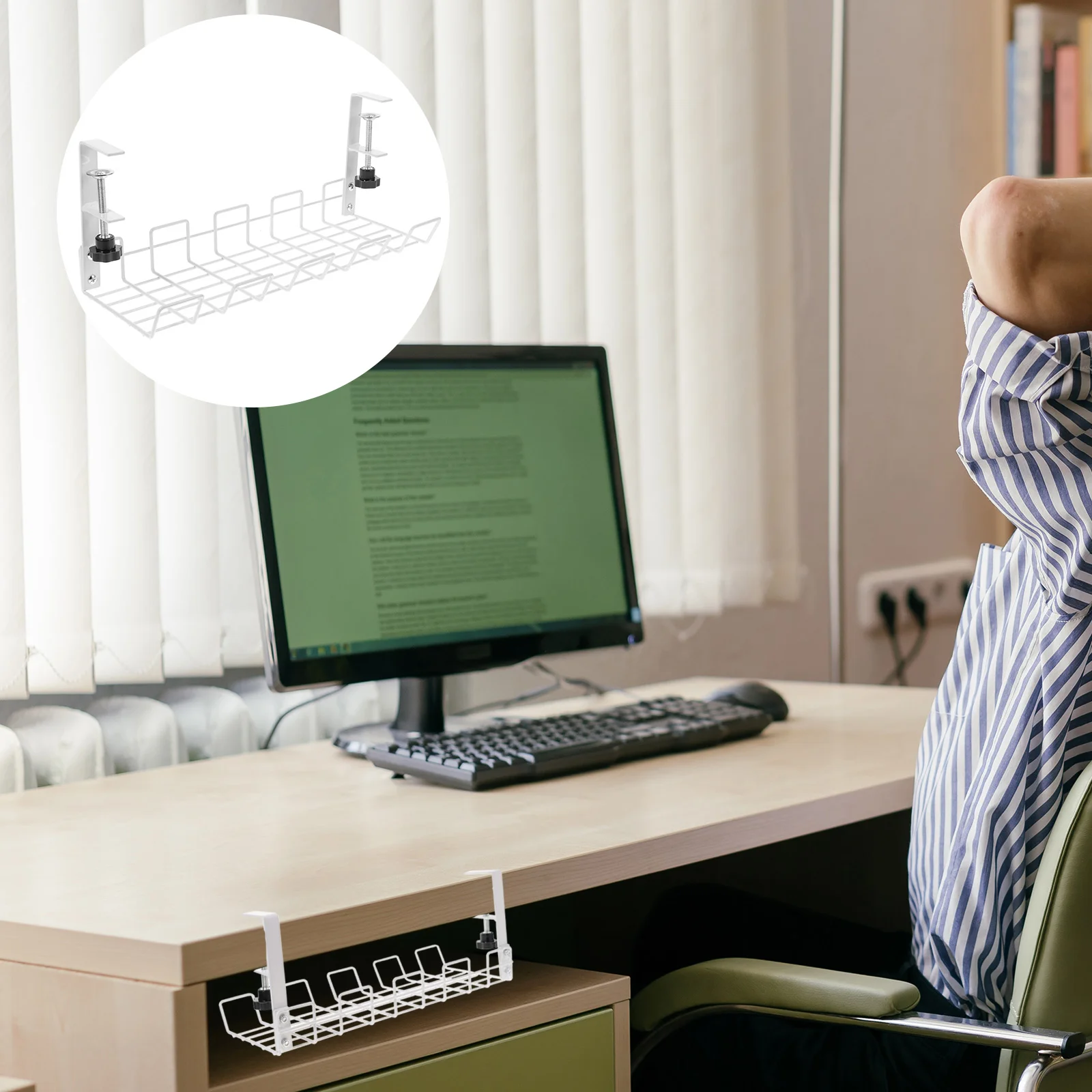 

Table Shelf Office Supplies Black Metal Shelves Multi Charging Cable Power Strip