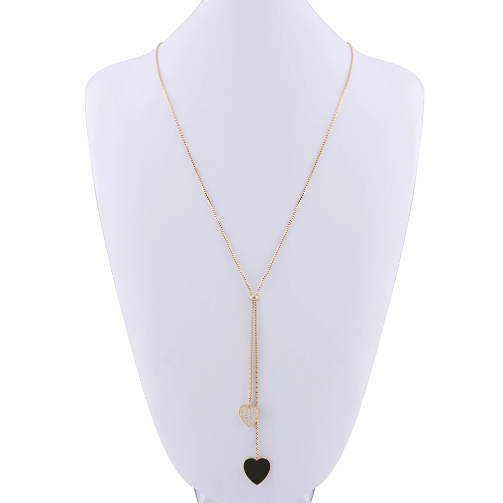 

2022 Korean Fashion Exquisite Heart-shaped Long Telescopic Pendant Necklace New Popular Zircon Love Jewelry for Girlfriend