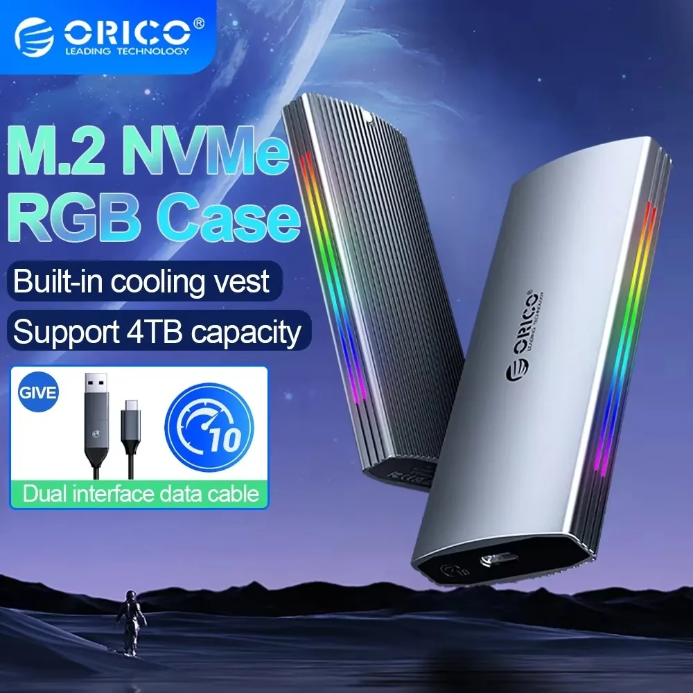 Корпус ORICO M.2 NVMe SSD Алюминиевый корпус USB3.1 10 Гбит/с Type-C для M Key M&ampB Solid State Drive RGB