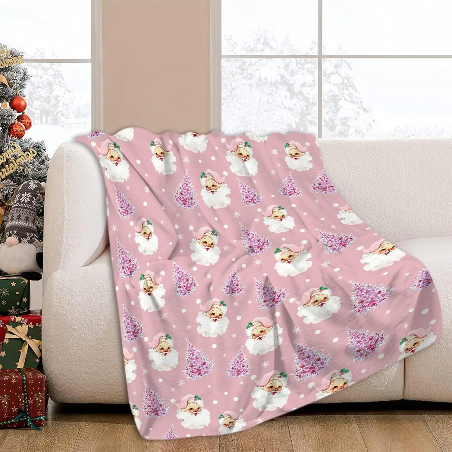JOOCAR Manta de Navidad розовый модный пап Noel Feliz Año Nuevo acogedora suave ligera franela