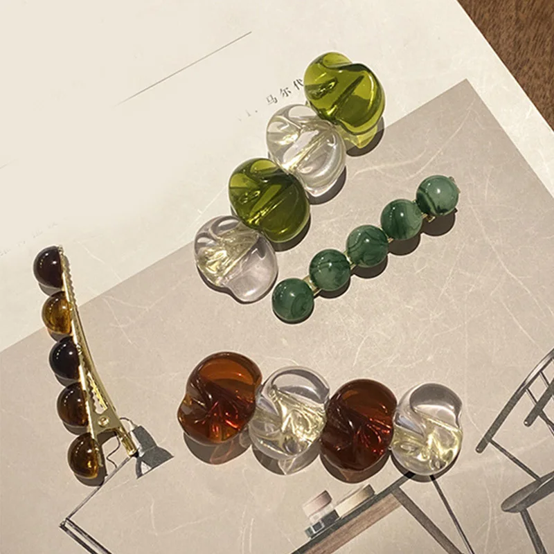 

2 шт./компл. заколки для волос ручной работы винтажные боковые заколки для волос челки аксессуары для волос Акриловые Длинные заколки с крис...