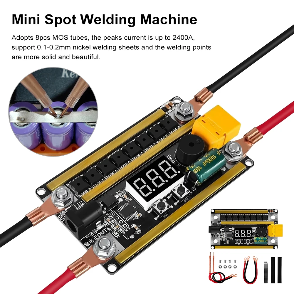 

Spot Welding Machine Control Board DIY Spots Welder Set For 0.1-0.2mm Nickel Sheet 18650 Lithium Battery LED Digital Voltmeter