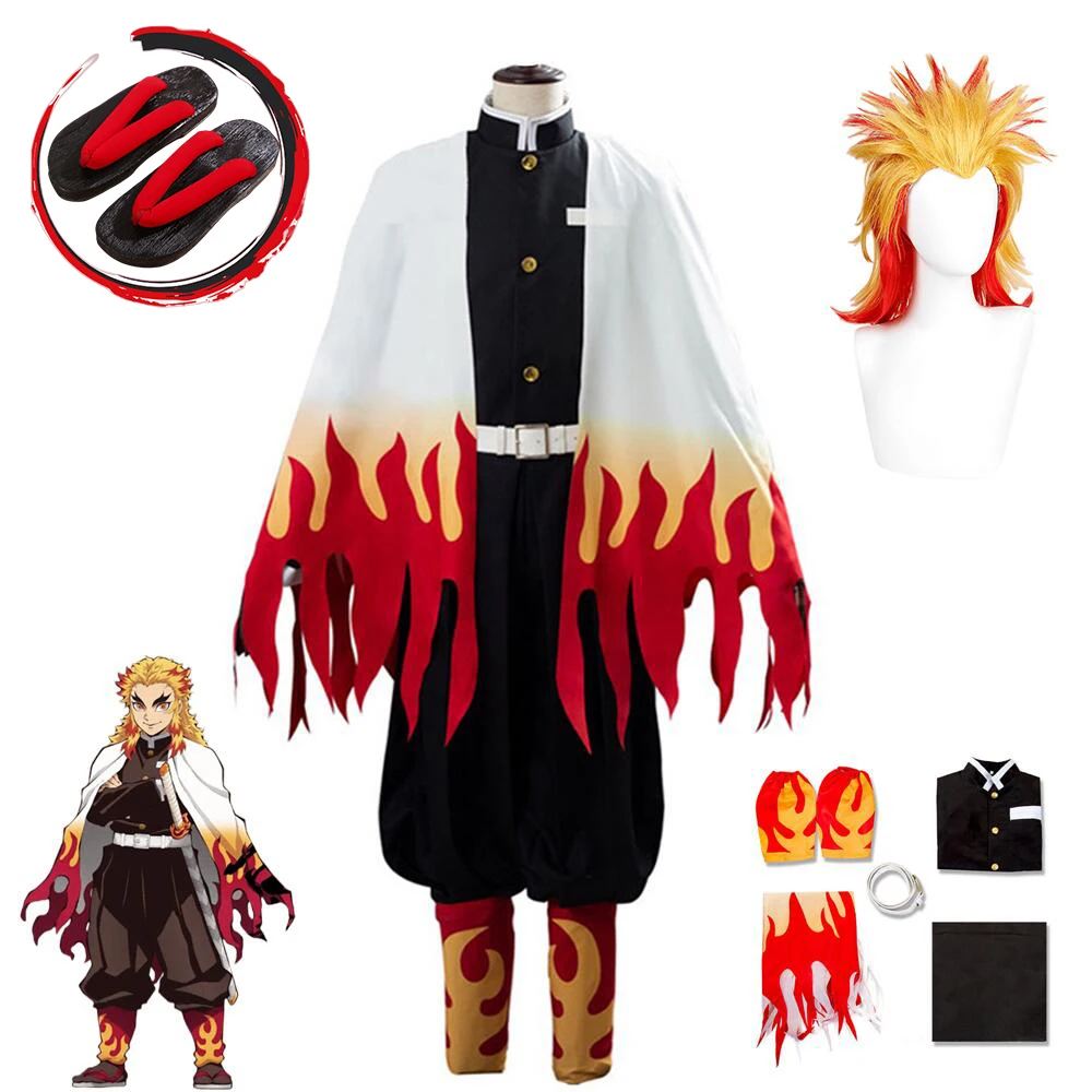 Anime Demon Slayer Rengoku Kyoujurou Cosplay Costume Adult Kimetsu no Yaiba Cosplay Costume Kids Halloween Props Party Clothes