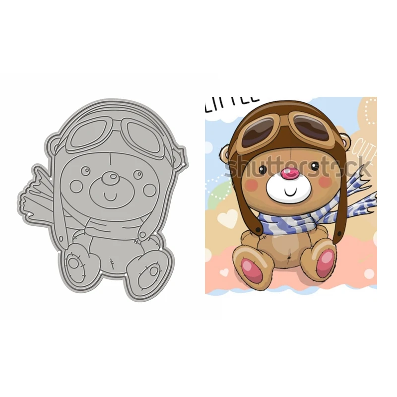 Металлические штампы для резки мультяшного медведя-пилота скрапбукинга новинка