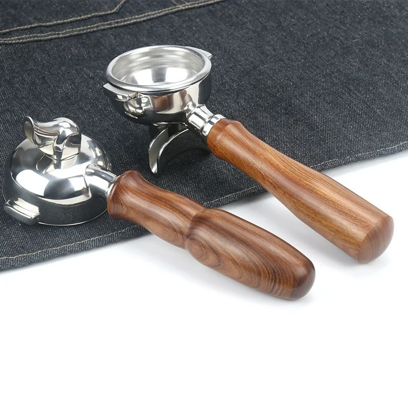 

58MM Portafilter Wood Coffee Machine Bottomless Filter Portafilter for Expobar/Rocket Wooden Handle Accessory E61 Universal