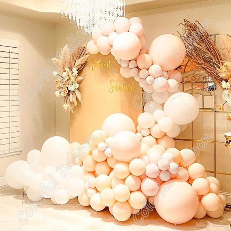 

183 шт. двойной крем персик вечеринка на день рождения Свадебный фон бесплатная доставка латексные воздушные шары АРОКА Макарон Розовый деко...