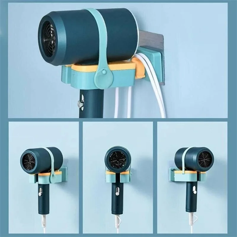 

Wall-Mounted Hair Dryer Holder Hairdryer Stand Self-Adhesive Hair Dryer Storage Shelf Organizer Rotatable Bathroom Dryer Bracket