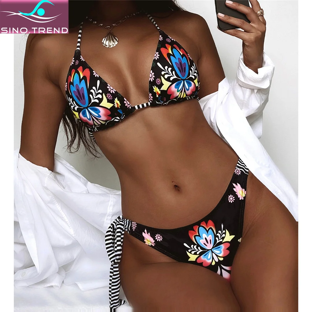 

Butterfly Halter Brazilian Bikini Set Women Tie Side Thong Swimwear Female Swimsuit Two-pieces Beach Wear Bather Bathing Suit