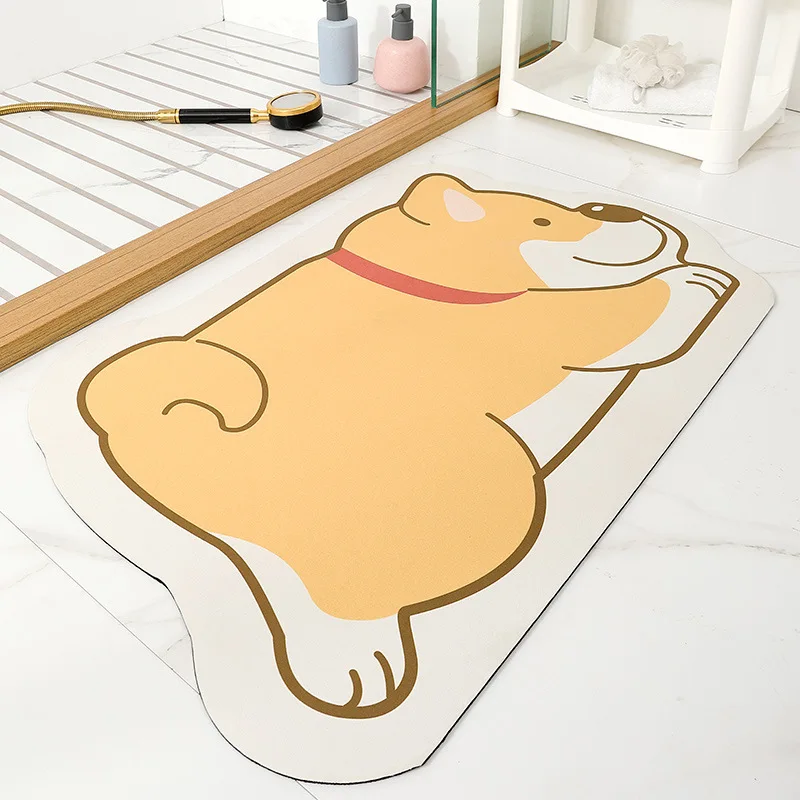 

Creative Cartoon Shape Bathroom Non-slip Mat Nappa Leather Quickly Absorbent Foot Mat Toilet Shower Room Door Mat Bath Rug