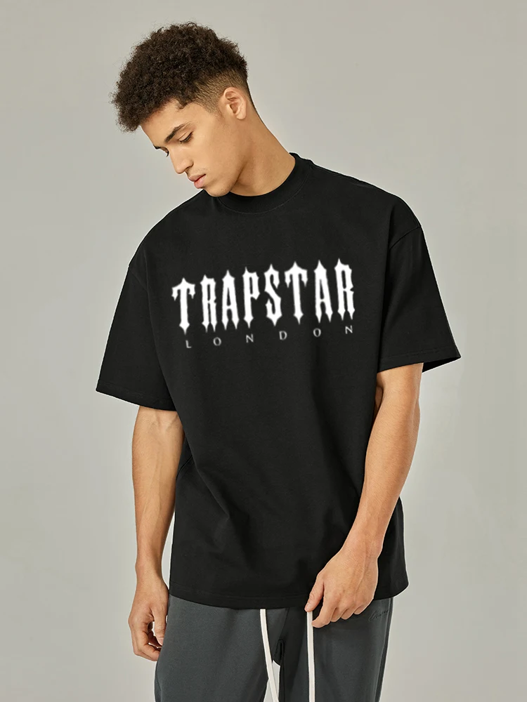 Summer Men's Trapstar London Letter Printed T-shirt Men's Sports T-shirt Breathable Oversized Short Sleeve Casual Cotton T-shirt