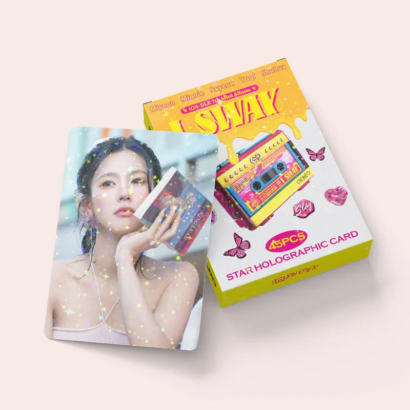 45 шт./компл. (G) I-DLE альбом карты ЛОМО лазерная карта I SWAY фотокарта блестящая