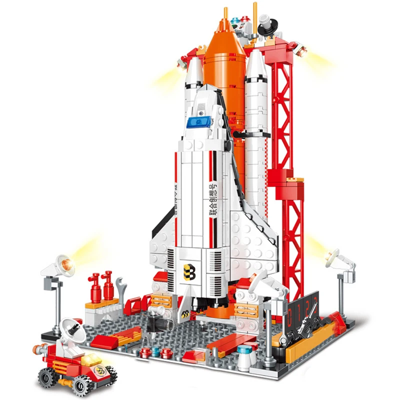 

Space Shuttle Aerospace Spaceship Spacecraft Rover Rocket Satellite Figures Building Blocks Bricks Classic Model Toy Kids Gift
