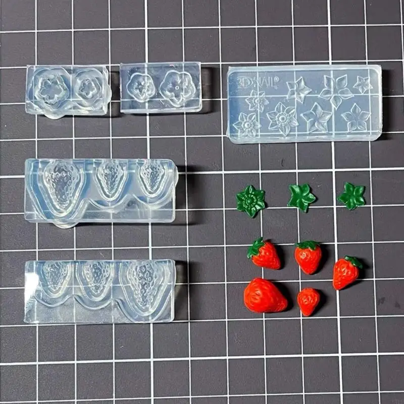 R7UF Клубничная смола Силиконовая плесень 3D Эпоксидная DIY Dey Decor Candy для домашней