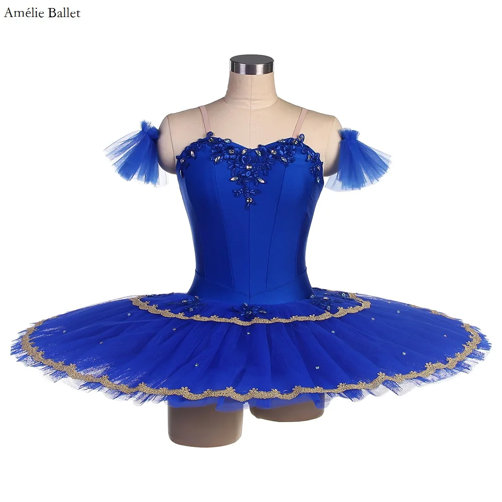 

BLL548 Royal Blue Spandex Bodice Pre-professional Ballet Pancake Tutu for Women & Girls Ballerina Stage Performance Dance Dress