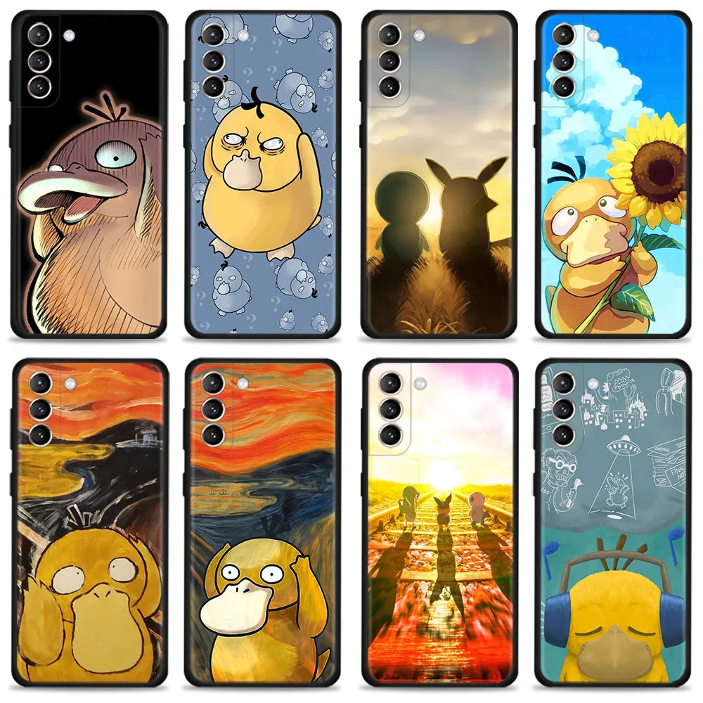 Pokemon Pikachu Psyduck Art Case For Samsung Galaxy S22 S21 S20 Ultra FE S10 S9 S8 Plus S10e Note 20Ultra 10Plus Cover Shell