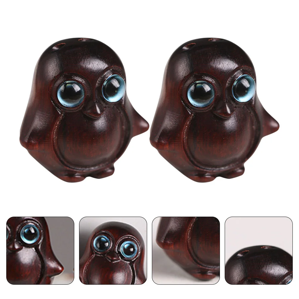 

Penguin Pendant Keychain Statue Figurine Lucky Sculpture Fortune Wooden Amulet Key Decor Tea Pet God Animal Lord Cute Ring