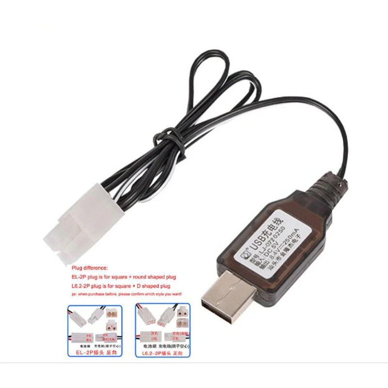 

8.4V 250mA Tamiya EL-2P or L6.2-2P Plug USB Charger with LED Light For Plane Car Toy remote NiMH NiCD RC Battery Charger