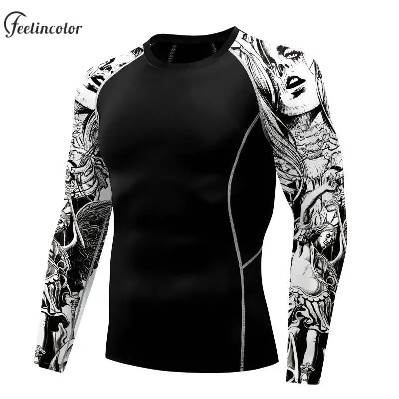 Футболка мужская компрессионная с распятием эластичная майка круглым вырезом