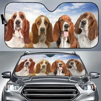 funny basset hound team blue sky pattern dog lover car sunshade auto sunshade for basset hound dog lovers gift car windshield