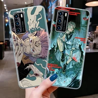 clear phone case for huawei p20 p30 p40 plus lite 4g p50 pro p smart z 2019 soft silicone cover anime manga jujutsu kaisen